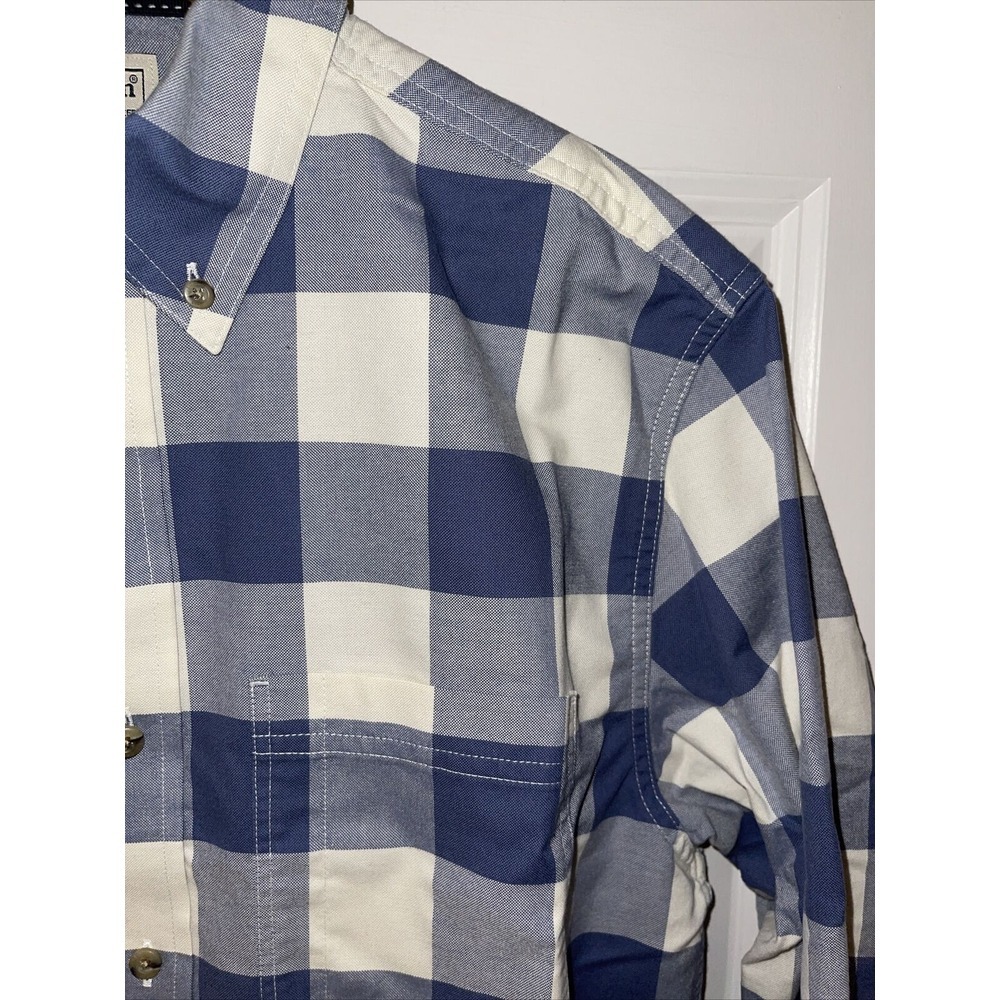 LL Bean Men's Traditional Fit Shirt Long Sleeve Blue White Plaid Button Down - Picture 6 of 12